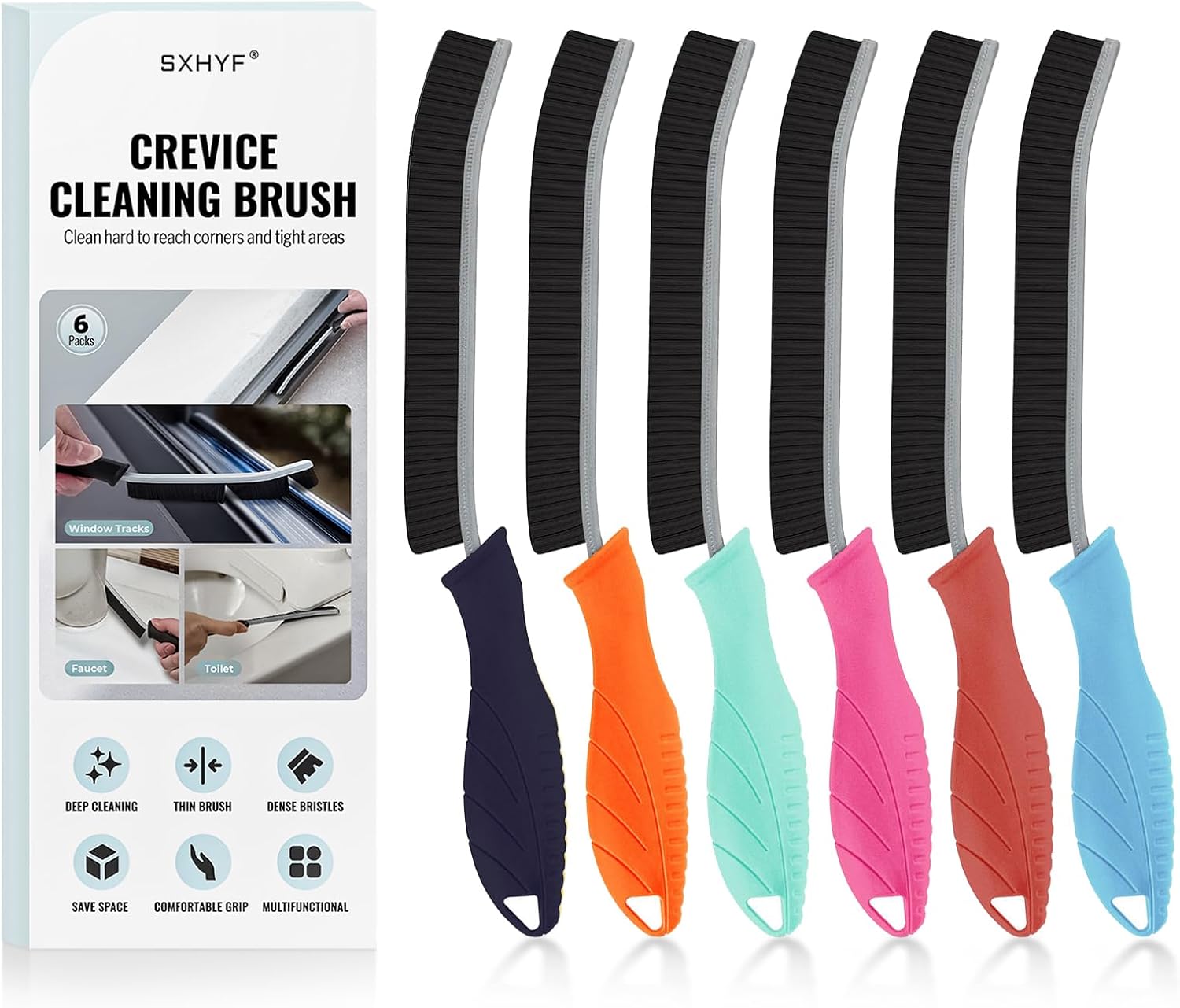 SXhyf Crevice Cleaning Brush - Grout Scrub Brush, House Cleaning Supplies, Gap Cleaning Tools, Home Essentials, Gifts for Women Men, Hard Bristle Crevice Cleaner Brush for Household Use, Bathroom