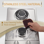 12 Inch Gas Cooktop, Propane Stove Top with 2 ITALY SABAF Sealed Burners 18,000BTU, NG/LPG Convertible Built-in Stainless Steel Stovetop with Thermocouple Protection for Rvs Kitchen Outdoor