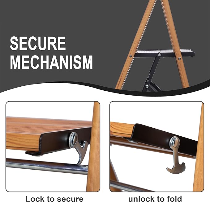 Step Ladders 4-Step Woodgrain Finish Aluminum Folding Step Stool Wide Pedal,Anti-Slip Portable Sturdy for Home & Kitchen Office 330 lbs