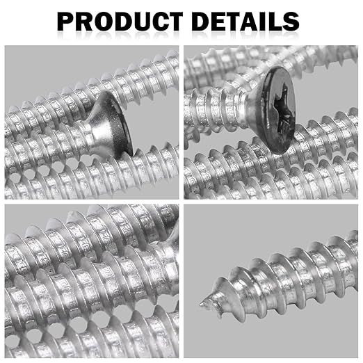 Black Head 25 PCS #10X4 Stainless Steel Phillips Flat Head Wood Screws,Stainless Steel 18-8 A2(304) Screw,Home Screw Kit by QISHENG