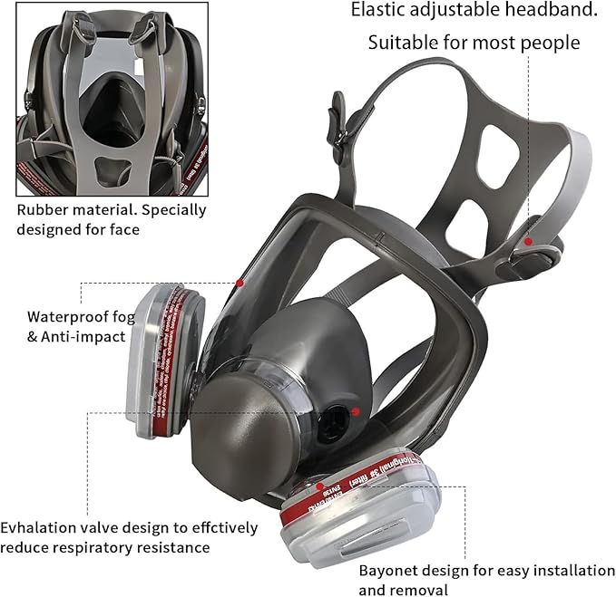 Half & Full Face Respirator Mask with Filters, Gas Masks for Construction Work, Paint, Dust, Spray, Welding, Sanding