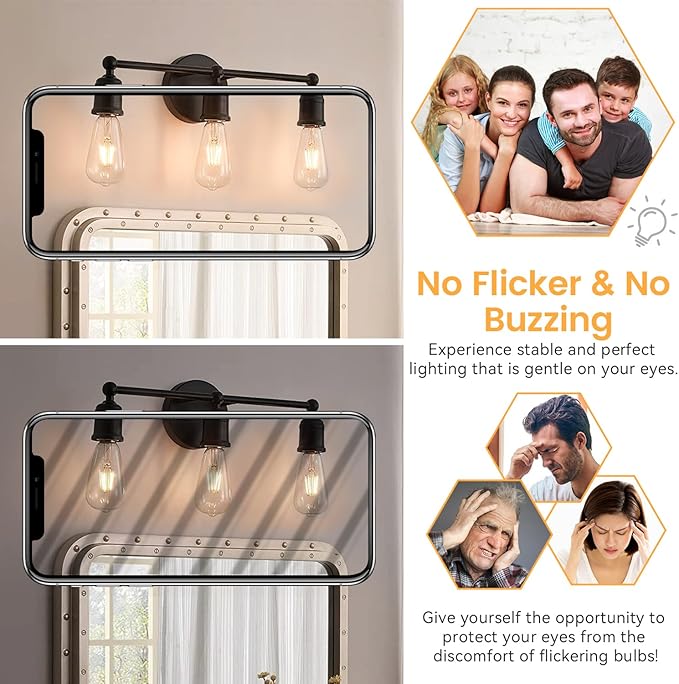 Brightever Edison Light Bulbs 60W Equivalent, Dimmable LED Edison Bulbs, 7W, 850LM, Vintage E26 LED Bulb 2700K Warm White, 90+CRI, ST58 Clear Glass Antique Decorative Filament Bulb for Room, 6-Pack