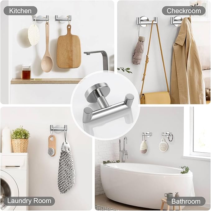 TNOMS 5-Piece Towel Bar Set Polished Chrome Bathroom Hardware Set Upgraded Towel Hooks Towel Racks Set for Bathroom Stainless Steel Wall Mounted Towel Holder Set 23.6 Inch