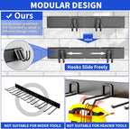 Garage Wall Organizer Wall Mount, 48inch Heavy Duty Garden Tool organizer Storage System, Easy Install With 6 Adjustable Hooks, For Garage, Basement, Shed, Workshop(Black)