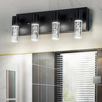 4-Light LED Vanity Light Fixture in Black - Modern Bathroom Lighting, Over Mirror Illumination | Multicolor Temperature 3000K/4000K/6000K | Stylish Bathroom Dec