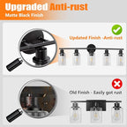 DLLT 5-Light Bathroom Light Fixtures: Black Modern Vanity Lights with E26 Bulbs - Clear Glass Shade Bathroom Wall Lamp for Mirror Kitchen Living Room Hallway Cabinet Porch