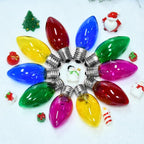 25 Pack C9 Clear Multicolor Replacement Bulbs, 7 Watts Night Light Bulbs, C9 Multicolored Ceramic Incandescent Bulb for Vintage Christmas Lights Outdoor Indoor Home Party Decor, E17 Candelabra Base