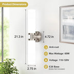 Wall Sconces Set of Two, Brushed Nickel Gold Bathroom Sconces Wall Lighting with Milky White Glass, Modern Sconces Wall Decor Set of 2 Bathroom Light Fixtures for Mirror Living Room Bedroom