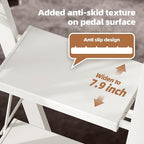 HillhutApex 5 Step Foldable Aluminum Step Ladder with Handgrip, Anti-Slip Pedal, 330 lbs Capacity, Lightweight & Portable for Home, Kitchen, Office, Garage (White)