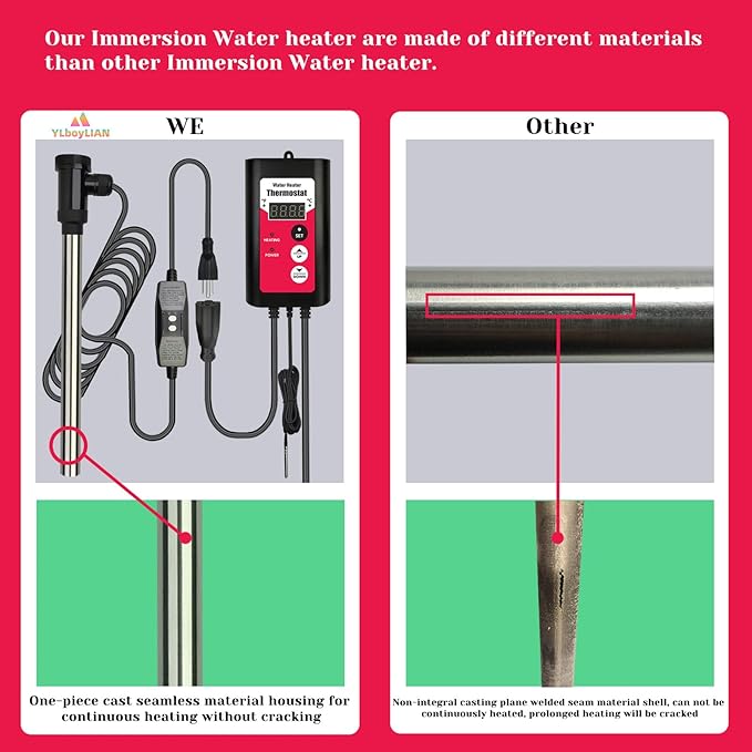 3500W Immersion Water Heater Portable Electric Large Swimming Pool & Hot Tub Fully Submersible Water Heater with Thermostat, GFCI Leakage Protection for Bathtub, baptismal pool,inground pool