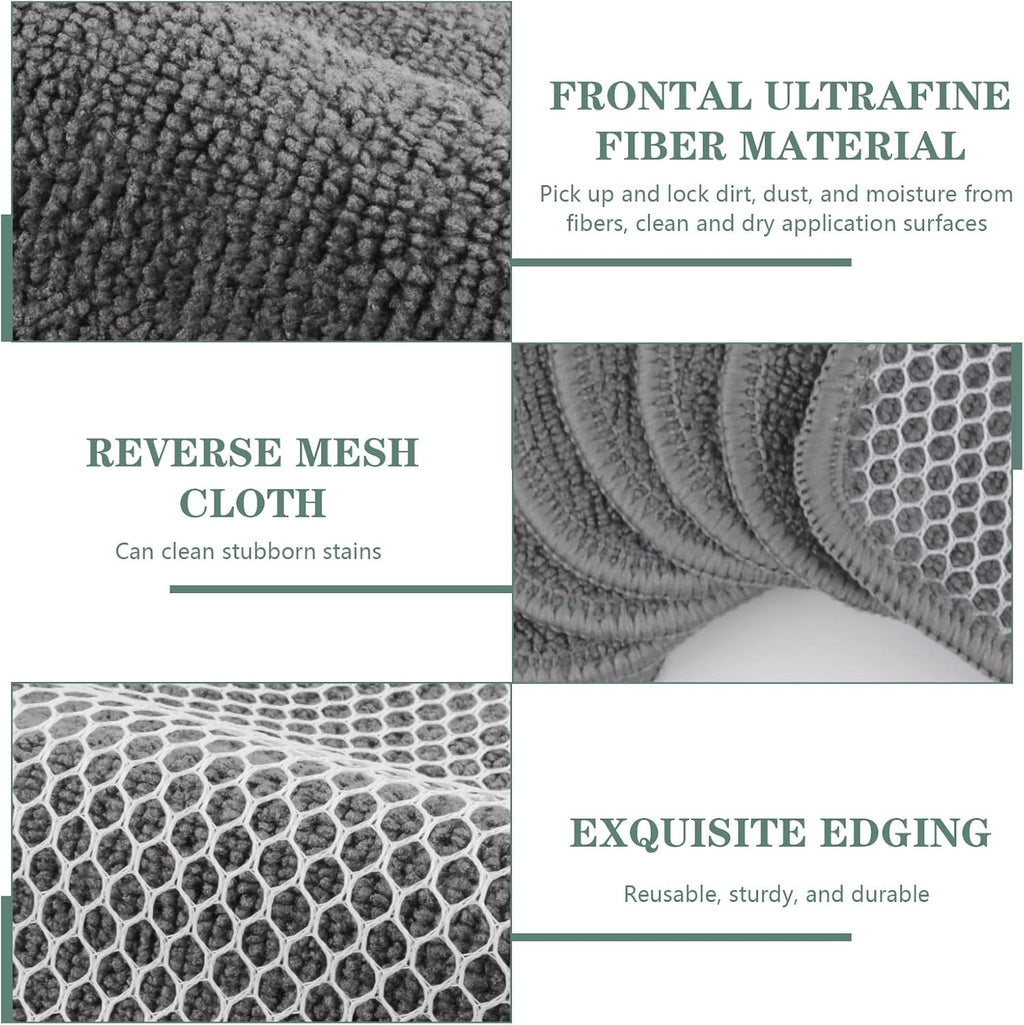 SINLAND Microfiber Dish Cloth for Washing Dishes Dish Washing Rags Best Kitchen Washcloth Cleaning Cloths Wash Cloths with Poly Scour Side 7.87Inchx7.87Inch 10 Pack Grey