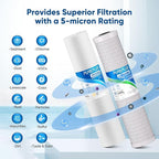 PUREPLUS 5 Micron 20"x4.5" Whole House Water Filter Cartridge Combo Kit with Sediment and Activated Carbon Block Filter - Replacement for FPMB5-20, AP810-2, FC25B, EPM-20BB, 2 PACK