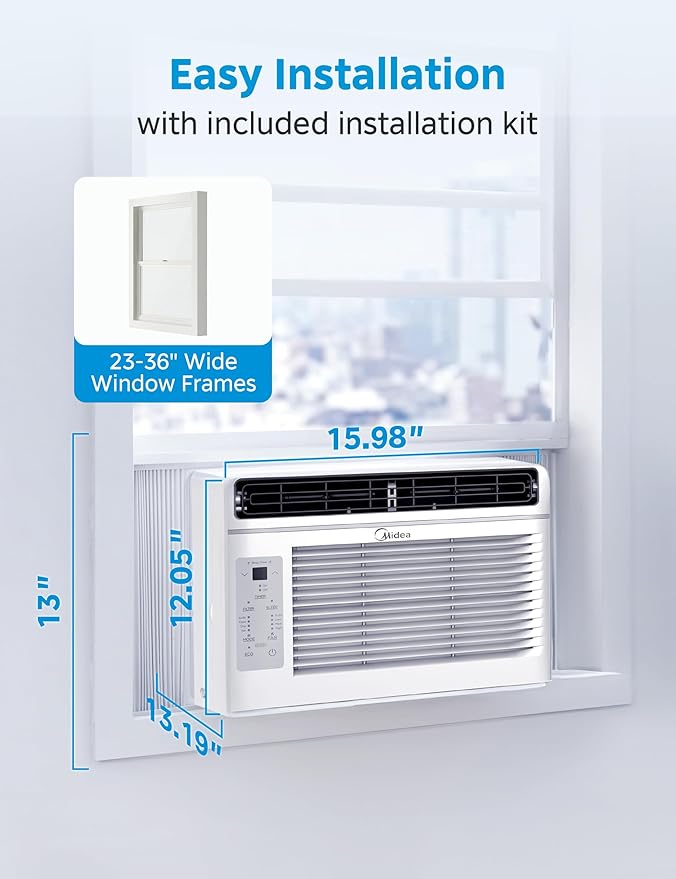 Midea 5,000 BTU EasyCool Window Air Conditioner - Cool up to 150 Sq. Ft. with Easy-to-Use Mechanical Controls and Reusable Filter, Perfect for Small Bedroom, Living Room, Home Office