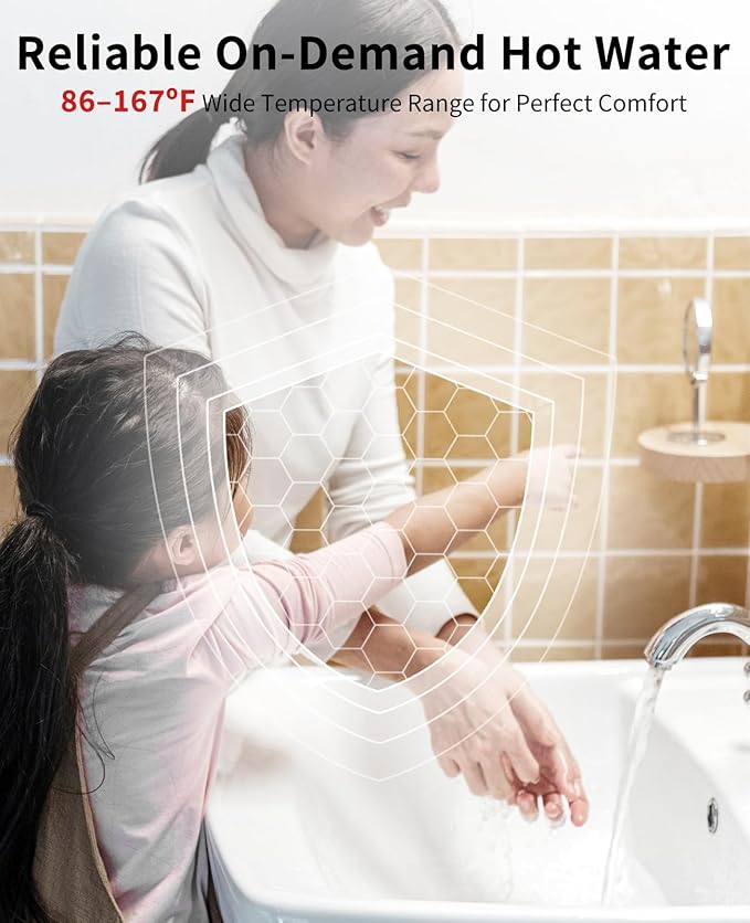 YALICE 10 Gallon Hot Water Heater Electric, 1500W Fast Heating Point of Use Water Tank Heater 120V with T&P Valve, Adjustable Thermostat, On Demand Water Heater for Shower, Kitchen, Laundry, Office