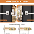 Probrico Privacy Door Handle Interior Heavy Duty Square Brushed Nickel Door Knobs for Bedroom Bathroom Reversible Keyless Door Lever Satin Nickel, 6 Pack