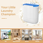 Zynkez Portable Washing Machine, 14Lbs Compact Twin Tub Laundry Washer, Semi-Automatic 9Lbs Washer and 5Lbs Spinner Combo for Apartments, Dorms, RVs