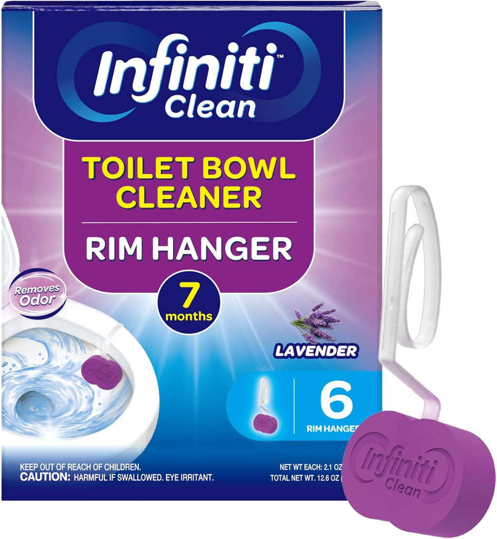 Toilet Bowl Cleaner Rim Hanger, 6 Count Toilet Bowl Deodorizer, Cleans and Freshens Toilet Bowl, Lavender Scent - 7 Month