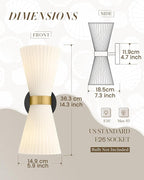 Indoor Wall Sconces, HWH Hardwired Black and Gold Bathroom Sconces Wall Lighting with Frosted Milk White Striped Glass, Modern Sconces Wall for Bathroom Hallway, 5HZG97B-2W BK+BG