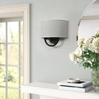 Industrial 2-Lights Wall Sconce Fixture with White Fabric Shade, Double Arm Wall Light Lamps Decor for Hallway Bedroom Living Room Bathroom Stairway