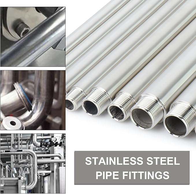 TAISHER 4PCS Stainless Steel Pipe Fittings, 1" NPT x 1" NPT Male Threaded, 4" Length Nipple Cast Pipe