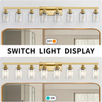 8 Light Gold Vanity Lights Over Mirror, 52inch Gold Bathroom Light Fixtures Modern Vanity Lights Gold Bathroom Wall Lighting for Mirror Bedroom,Living Room