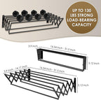 XL-31.5'' Wall Mounted Clothes Drying Rack, 130 lbs Large Capacity Rustproof Retractable Collapsible Drying Rack Easy Install with 7 Drying Rods, Space Saving Towel Clothes Rack for Laundry-Black