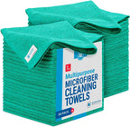 Microfiber Wholesale 16" x 16" All Purpose Towels - 50 Pack - Reusable Wash Cloths, Dust, Kitchen, Car, Shop Rags for Cleaning (Green)