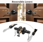 Knobonly 2 Pack Matte Black Pasage Door Levers Interior Door Handles for Hallyway andCloset Door Knobs Keyless Black Door Handles with Lock, Zinc Alloy Reversible for Right/Left