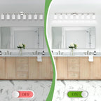 8-Light Vanity Lights, Brushed Nickel Bathroom Light Fixture with Striped Textured Milky White Glass Shade, E26 Modern Vanity Lighting Fixture for Bathroom Wall Sconce Light Over Mirror