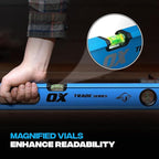 OX Tools Trade Series 8ft Non Magnetic Box Beam Levels - 96 inch Level Aluminum Body Level Hand Tools - Magnified Vials, Shock Absorbing End Cap, Soft Grip Handle Leveler Tool OX-T024224