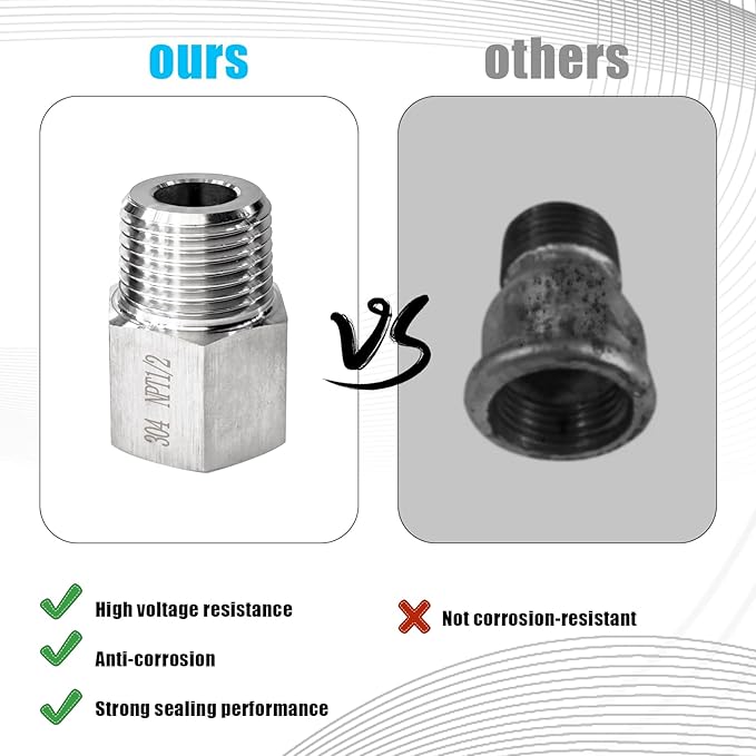 2 pieces NPT1/2 Female to NPT1/2 Male adapter,Reducer Adapter, Fabricate of 304 Stainless Steel.