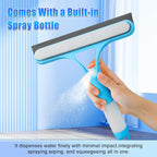 3 in 1 Window Cleaning Scraper, Cleaner Window Squeegee with Sprayer, Squeegee and Scrubber Spray Bottle Window Squeegee for Shower Glass, Mirrors, Car and Home,All-Purpose Window Cleaner Tool(White)