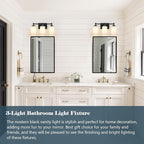 3-Light Bathroom Vanity Light Fixtures Over Mirror, Rustproof Vanity Lights for Bathroom, Modern Black Bathroom Lights Wall Mount with Milky White Glass Shades for Bedroom Living Room