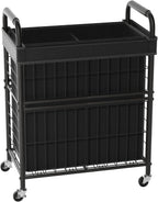 Laundry Hamper 2 Section, 110L Rolling Laundry Sorter Basket with Wheels, 2 Compartment Clothes Organizer Cart, Pull-Out Removable Bags for Laundry Room, Bathroom, Bedroom, Black