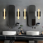 Alabaster Wall Sconces Set of Two, 15in Black Alabaster Sconce, Modern Spanish Natural Marble Sconces Lights, Rectangle Sconces for Bathroom Vanity Bedroom Living Room Staircases Hallway