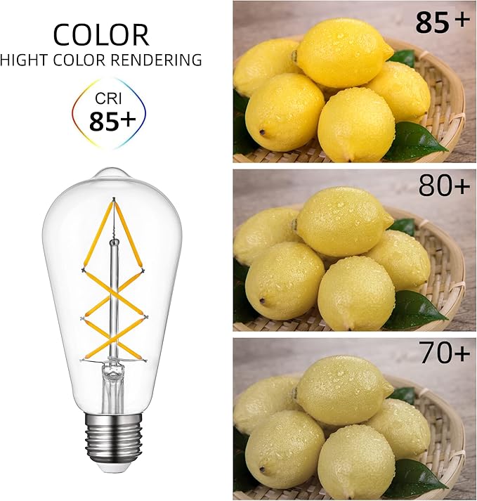 OMED Dimmable E26 LED Edison Bulb 60 watt, Clear Glass 2700k Soft White Vintage Light Bulbs, Cross LED Filament Retro Edison Bulbs for Ceiling Fan, Porch,Bathroom, Farmhouse Light Bulbs 6 Pack