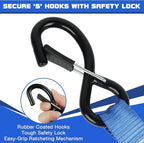 Ratchet Straps Heavy Duty 4 Pack 15 FT 2200 LB Break Strength Cargo Hold Tie Down Straps with Safety Lock S Hooks for Moving, Appliances,Box,Motorcycle, Soft Loop Securing,RV,Car,Camping Accessories
