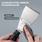 Mister Rui 2 Pack Paint Scraper Set, 3" Bent Paint Scraper with 10 in 1 Putty Knife, Stainless Steel Painting Tools, Metal Curved Floor Scraper for Cleaning, Removing, Repairing