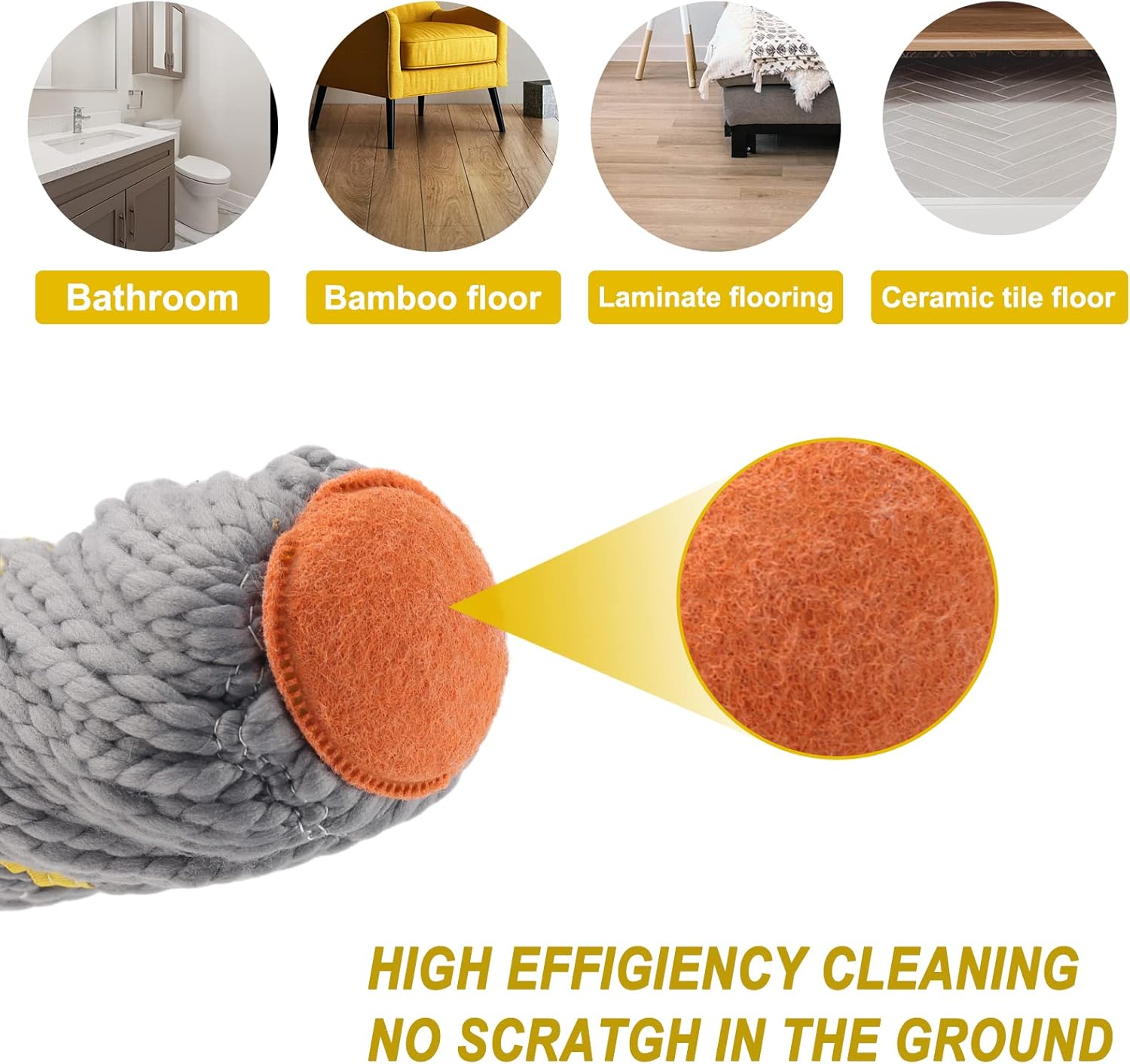 Self-Wringing Twist Mops for Floor Cleaning, Microfiber Floor mop with 57 " Long Handle, Easy Wringing Mop for Hardwood Commercial Household Clean (Gray Twist Mop)