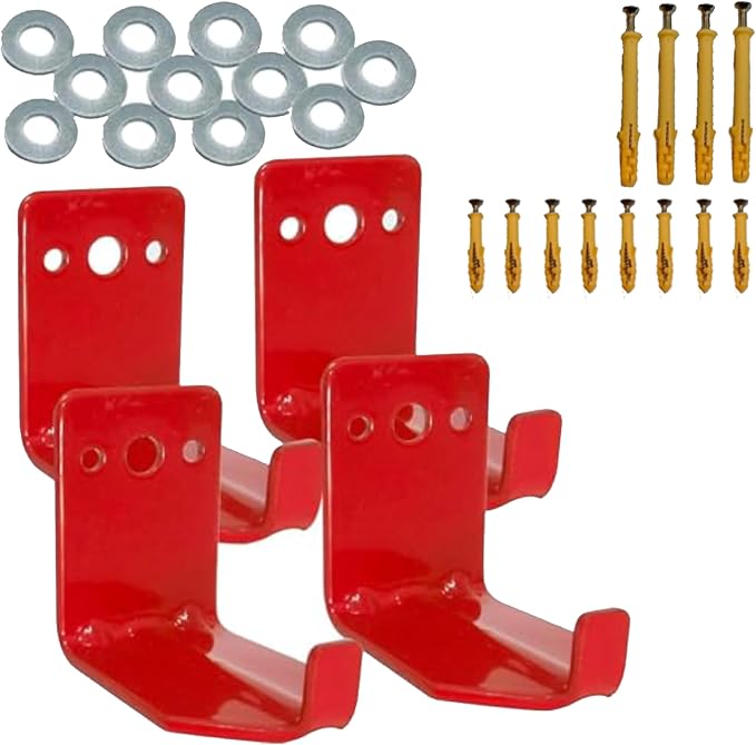 Fire Extinguisher Mount, Wall Hook, Fire Extinguisher Bracket up to 40 lbs Extinguishers, Suitable for Big and Small Fire (4 Brackets)