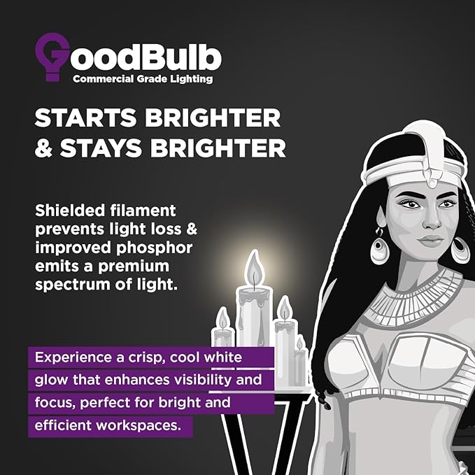 GoodBulb F54T5/865/ECO 54W 46 Inch T5 Fluorescent Light Bulb 6500K Daylight White Color, Medium Bi-Pin Base 4950 Lumens 85 CRI 36000 Life Hours Instant/Programmed Start 40 Bulbs Pack