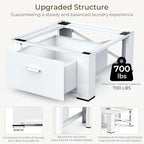 SKM 2-Pack 29" Washer & Dryer Pedestal Stand with Storage Drawer | Heavy-Duty Steel, 700LB Capacity | 14.3" Ergonomic Height, White