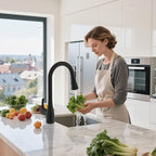 Hibbent Pull Down Spray Head for Kitchen Faucet, 3-Function Spray Nozzle with 15 Adapters, Straight Sink Faucet Head Replacement Compatible with Moen, Delta, Kohler, American Standard, Matte Black