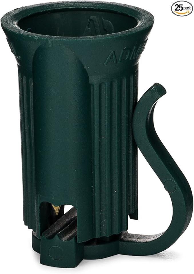 Holiday Lighting Outlet SPT-1 C7 Replacement Socket - 25 Pack, Easy to Install, Durable, Green Indoor & Outdoor Christmas Light Socket