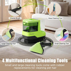 AAOBOSI Portable Carpet Cleaner Machine, 17Kpa Upholstery Steam Cleaner with Smart Voice Prompting, Self-cleaning, 4 Tools for Pets, Car, Couch and Stairs- C688, Green