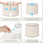 Lamp Shades Set of 2 - Drum Lampshades 11.4" x 12.9" x 9.8" Inches, Fabric Medium Replacement Lampshades for Table Lamp, Floor Lamp, Assembly Required, Spider,Linen