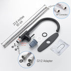 Single Handle High Arc Matte Black Kitchen Faucet Stainless Steel Commercial Single Hole Kitchen Sink Faucet, Modern One Hole Bar Sink Faucet with Deck Plate