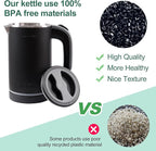 Small Kettle Electric, 0.8L Double Wall Portable Travel Kettle with 304 Stainless Steel, 600W Mini Hot Water Boiler with Auto Shut-off, Fast Boil, BPA-Free
