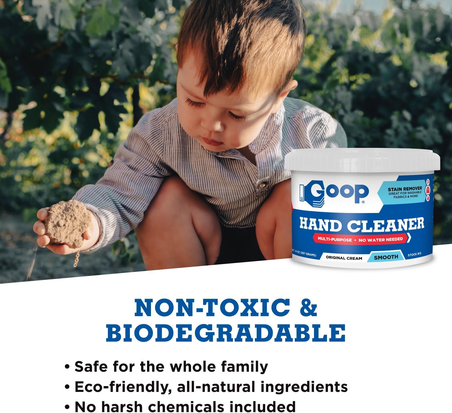 GOOP Original Multi-Purpose Waterless Hand Cleaner and Stain Remover - 14 oz Can (Pack of 2)