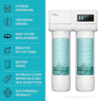 KRAUS Bolden 2-in-1 Commercial Style Pull-Down Single Handle Water Filter Kitchen Faucet in Spot-Free Antique Champagne Bronze with Purita 2-Stage Under-Sink Filtration System